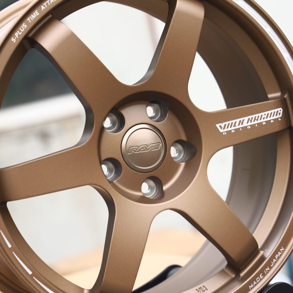 Nissan GT-R R35 wheels – Bronze 6-Spoke (Rays Volk Racing TE37-Style), lip and barrel detail