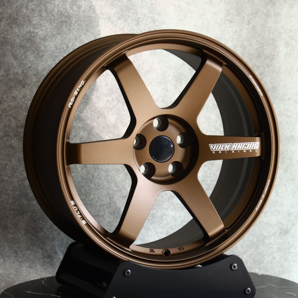 5x100 wheels – Bronze 6-Spoke (Rays Volk Racing TE37-Style), side view