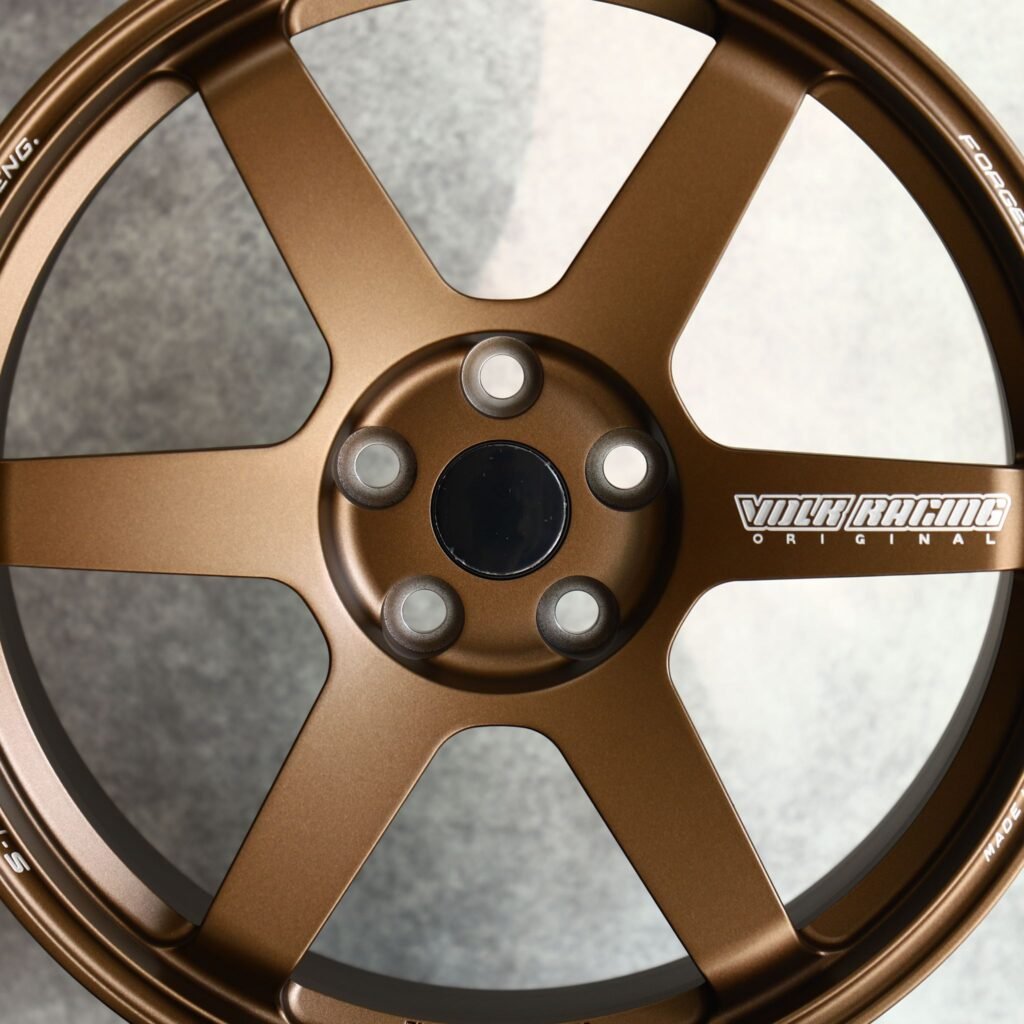 Nissan GT-R R35 wheels – Bronze 6-Spoke (Rays Volk Racing TE37-Style), lip and barrel detail