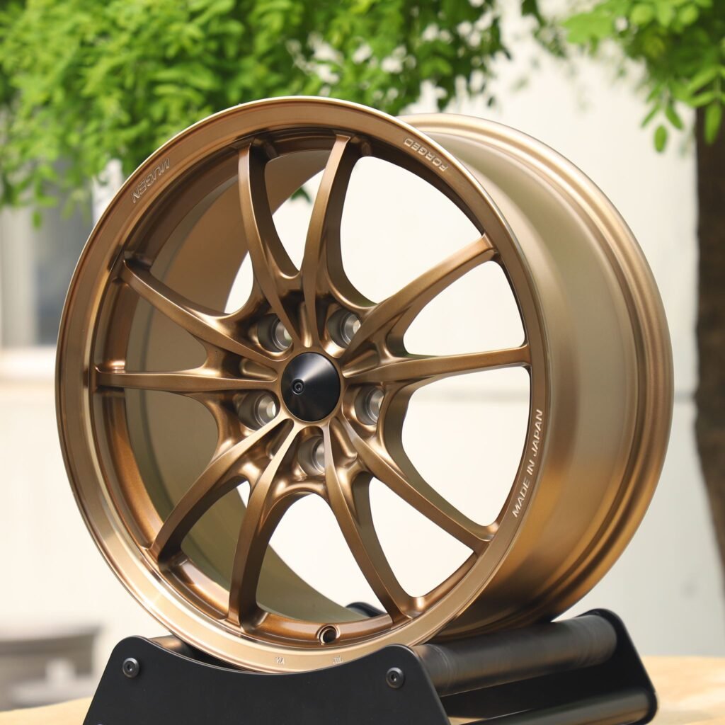 5x114.3 wheels – Rays Volk Racing Bronze Double 5-Spoke, side view