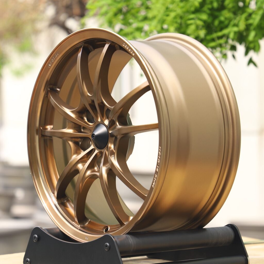 Subaru WRX wheels – Rays Volk Racing Bronze Double 5-Spoke, lip and barrel detail