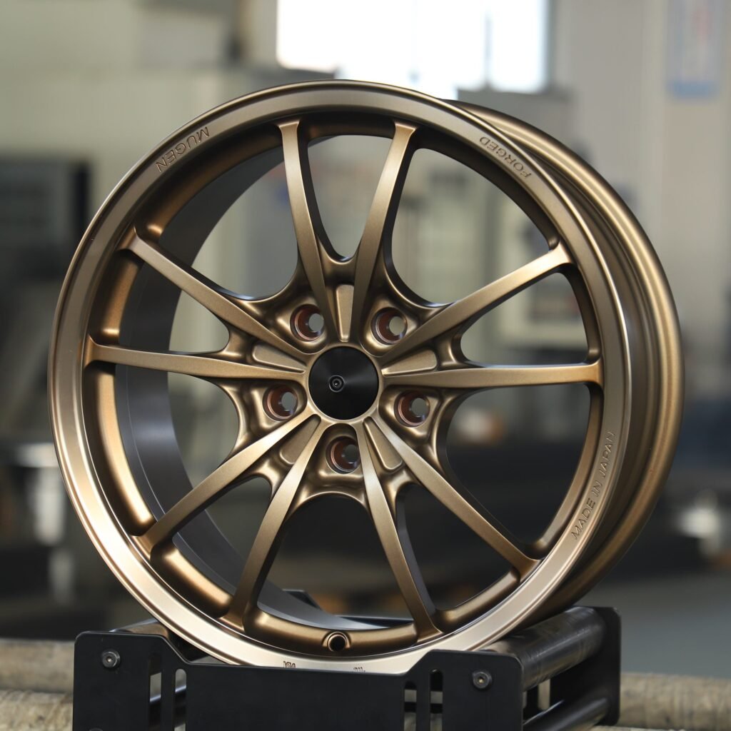 Toyota GR86 wheels – Rays Volk Racing Bronze Gold 10-Spoke, angled view