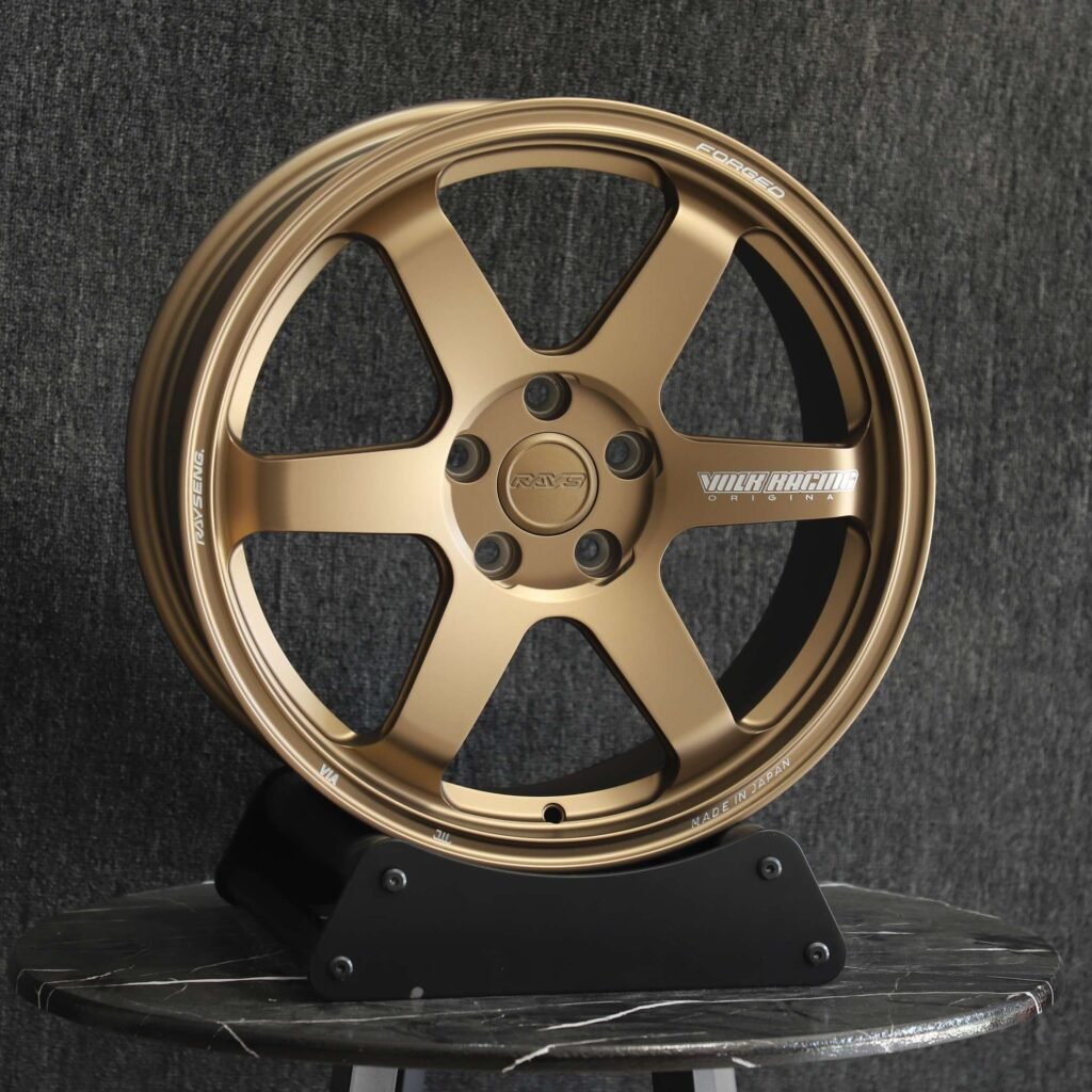 Rays Volk Racing Bronze Gold 5-Spoke Forged Wheels - BMW M3 / Nissan GT-R Fitment (5-Lug) Monoblock forged wheel