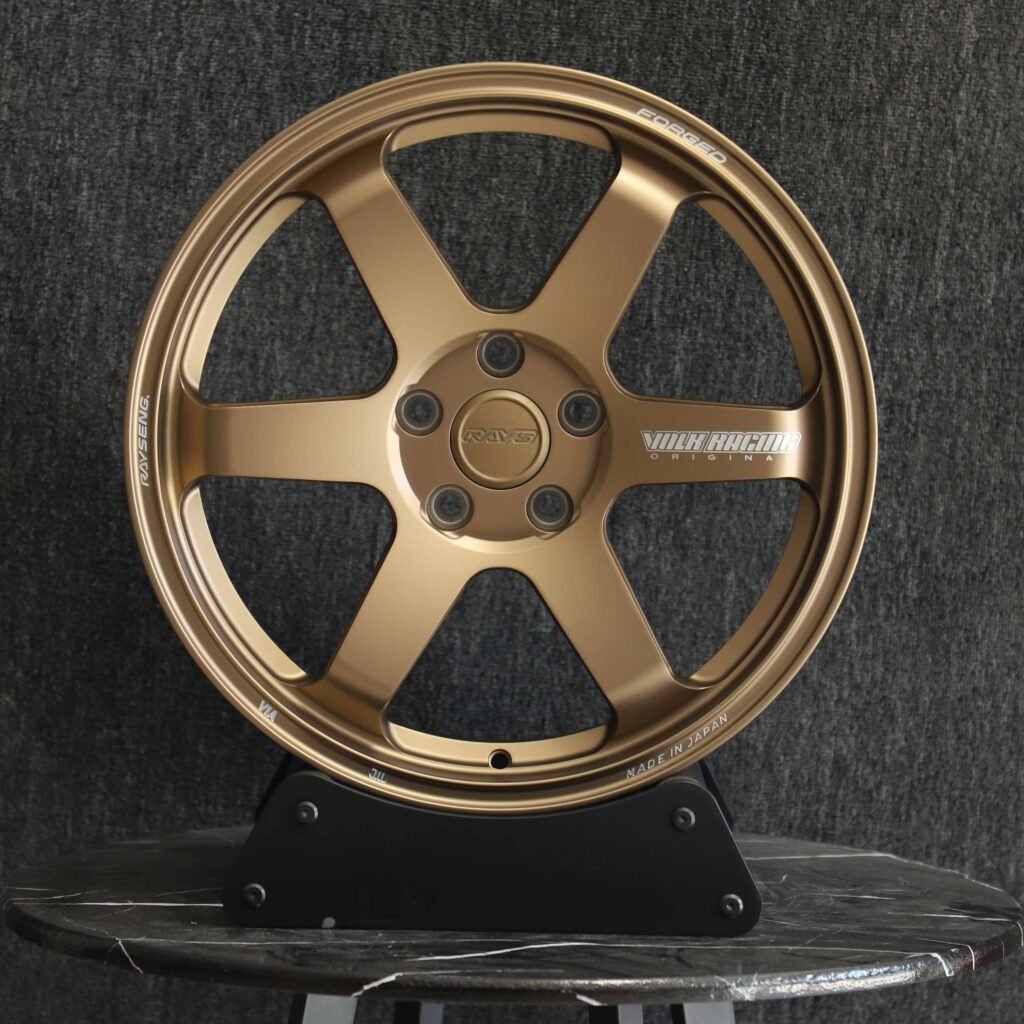 Rays Volk Racing Bronze Gold 5-Spoke Forged Wheels - BMW M3 / Nissan GT-R Fitment (5-Lug) view 2