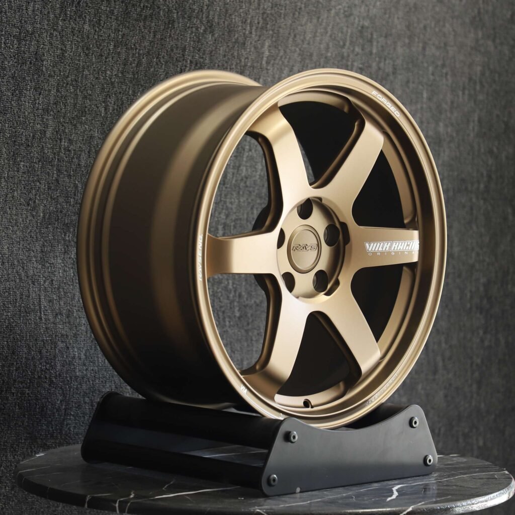 Rays Volk Racing Bronze Gold 5-Spoke Forged Wheels - BMW M3 / Nissan GT-R Fitment (5-Lug) view 3