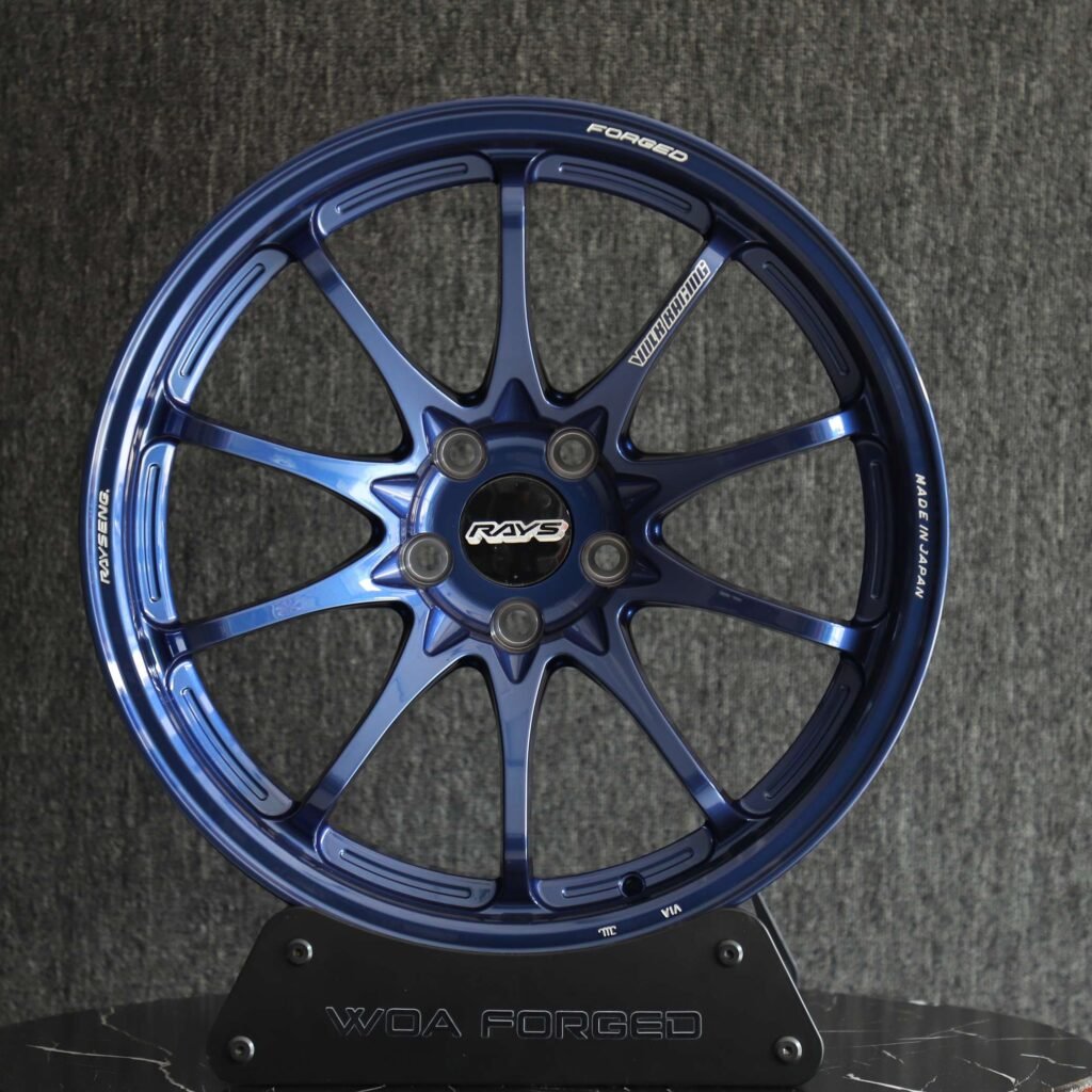 BMW M3 wheels – Bright Blue 10-Spoke (Rays Volk Racing CE28N-Style), front view