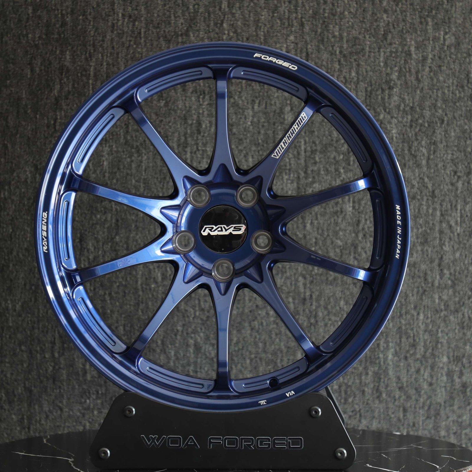 BMW M3 wheels – Bright Blue 10-Spoke (Rays Volk Racing CE28N-Style), front view