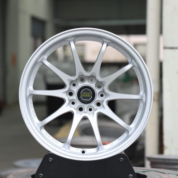 BMW M3 wheels – Matte Silver 10-Spoke (Rays Volk Racing CE28N-Style), front view