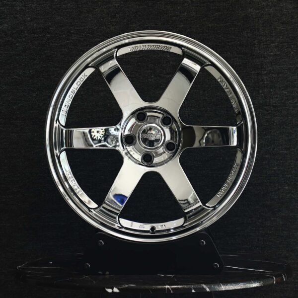 Toyota GR86 wheels – Chrome Silver 6-Spoke (Rays Volk Racing TE37-Style), front view