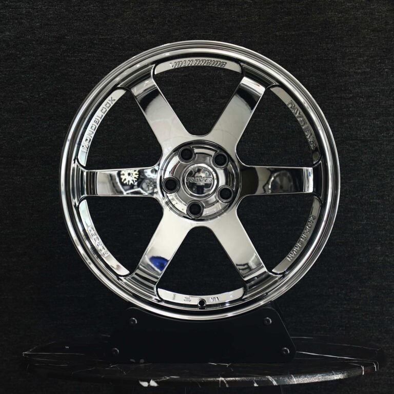 Toyota GR86 wheels – Chrome Silver 6-Spoke (Rays Volk Racing TE37-Style), front view