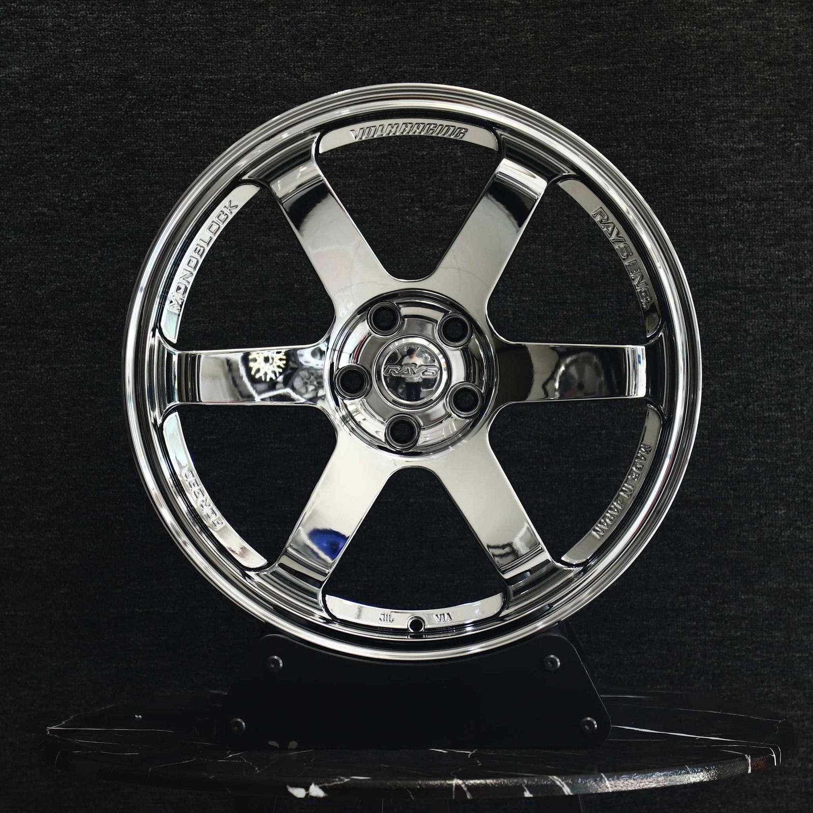 Toyota GR86 wheels – Chrome Silver 6-Spoke (Rays Volk Racing TE37-Style), front view