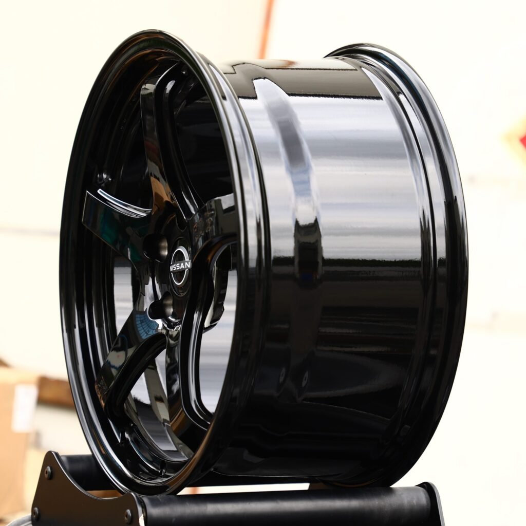 Rays Volk Racing Gloss Black 5-Spoke Deep Lip Forged Wheels - Nissan GT-R / Nissan 370Z Fitment (5-Lug) view 3