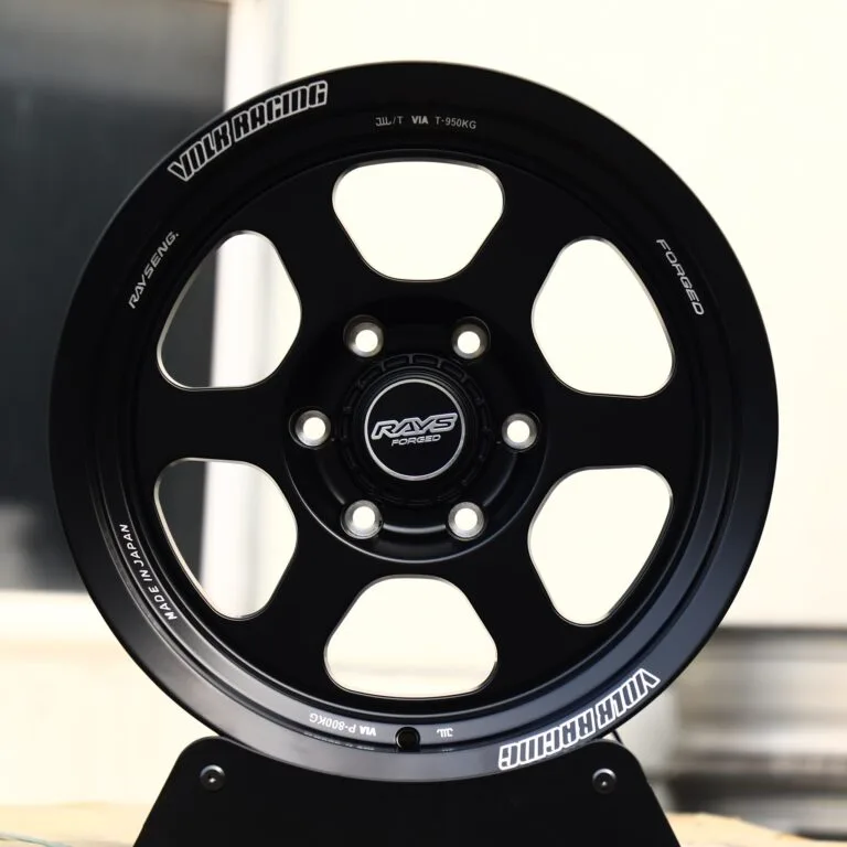 Toyota Tacoma wheels – Rays Volk Racing Gloss Black 5-Spoke, front view