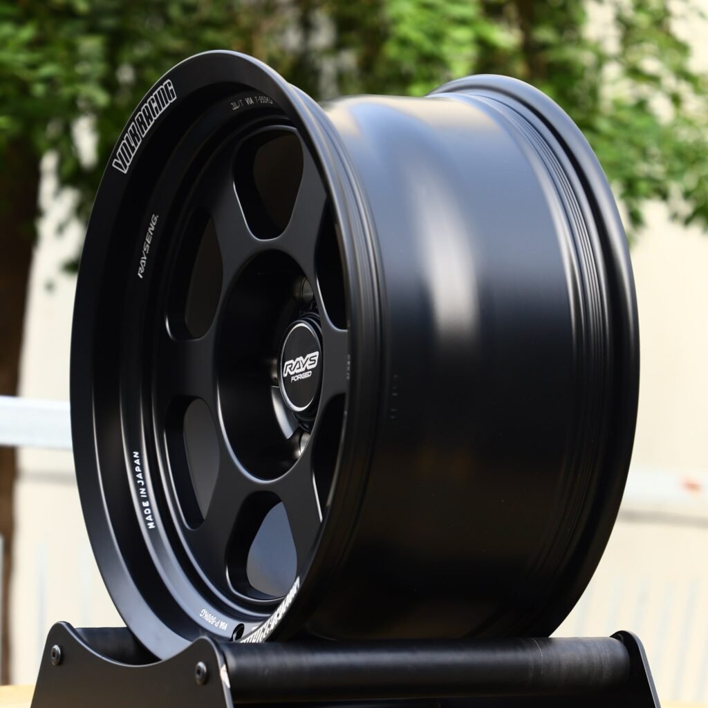 Toyota 4Runner wheels – Rays Volk Racing Gloss Black 5-Spoke, angled view