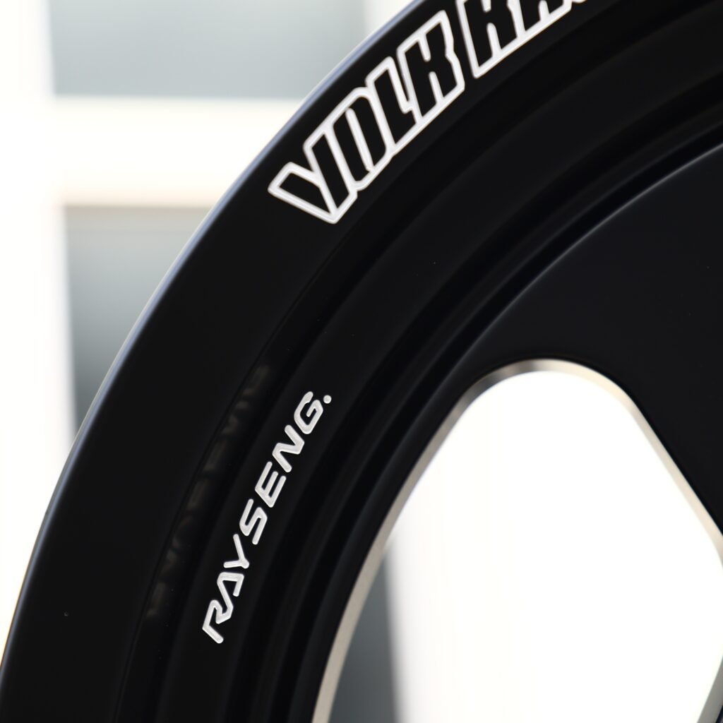 6x139.7 wheels – Rays Volk Racing Gloss Black 5-Spoke, side view