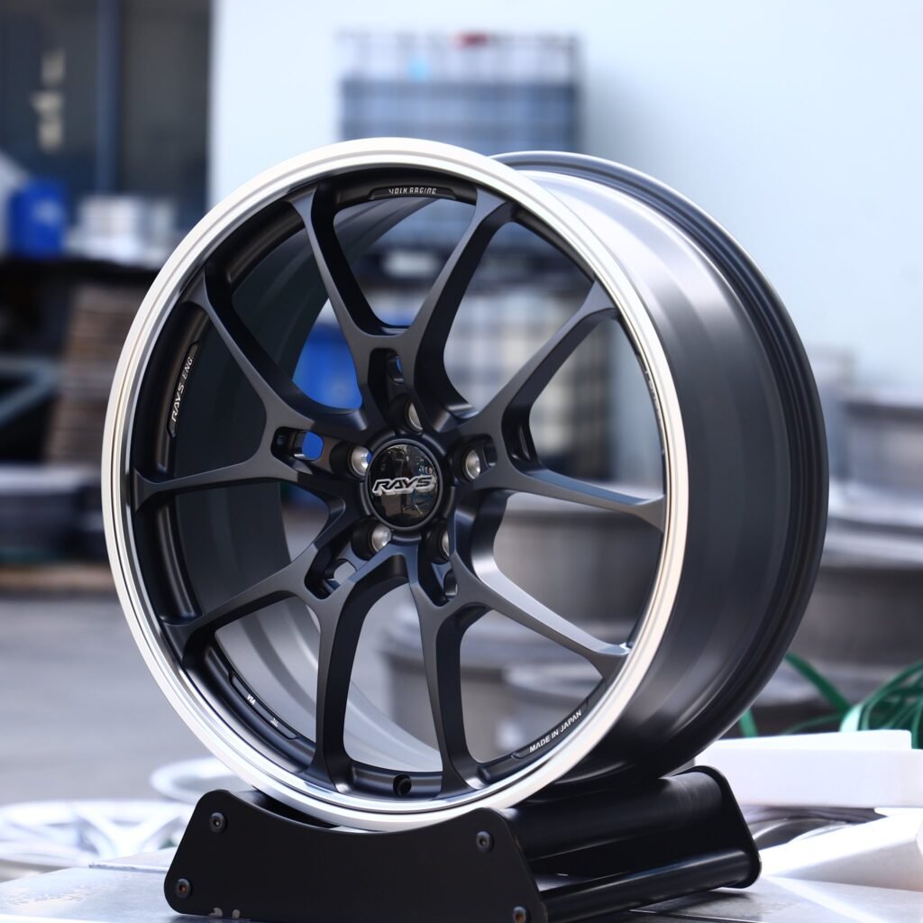 Toyota GR86 wheels – Rays Volk Racing Gloss Black 5 Y-Spoke Wide Lip, angled view