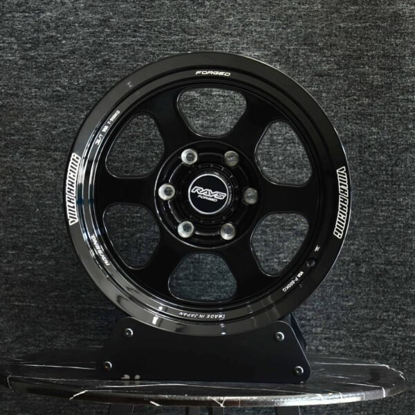 Toyota Tacoma wheels – Gloss Black 6-Spoke Polished-Lip (Rays-Style), front view