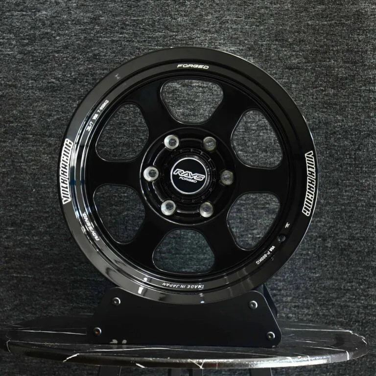 Toyota Tacoma wheels – Rays Volk Racing Gloss Black 6-Spoke Deep Lip, front view