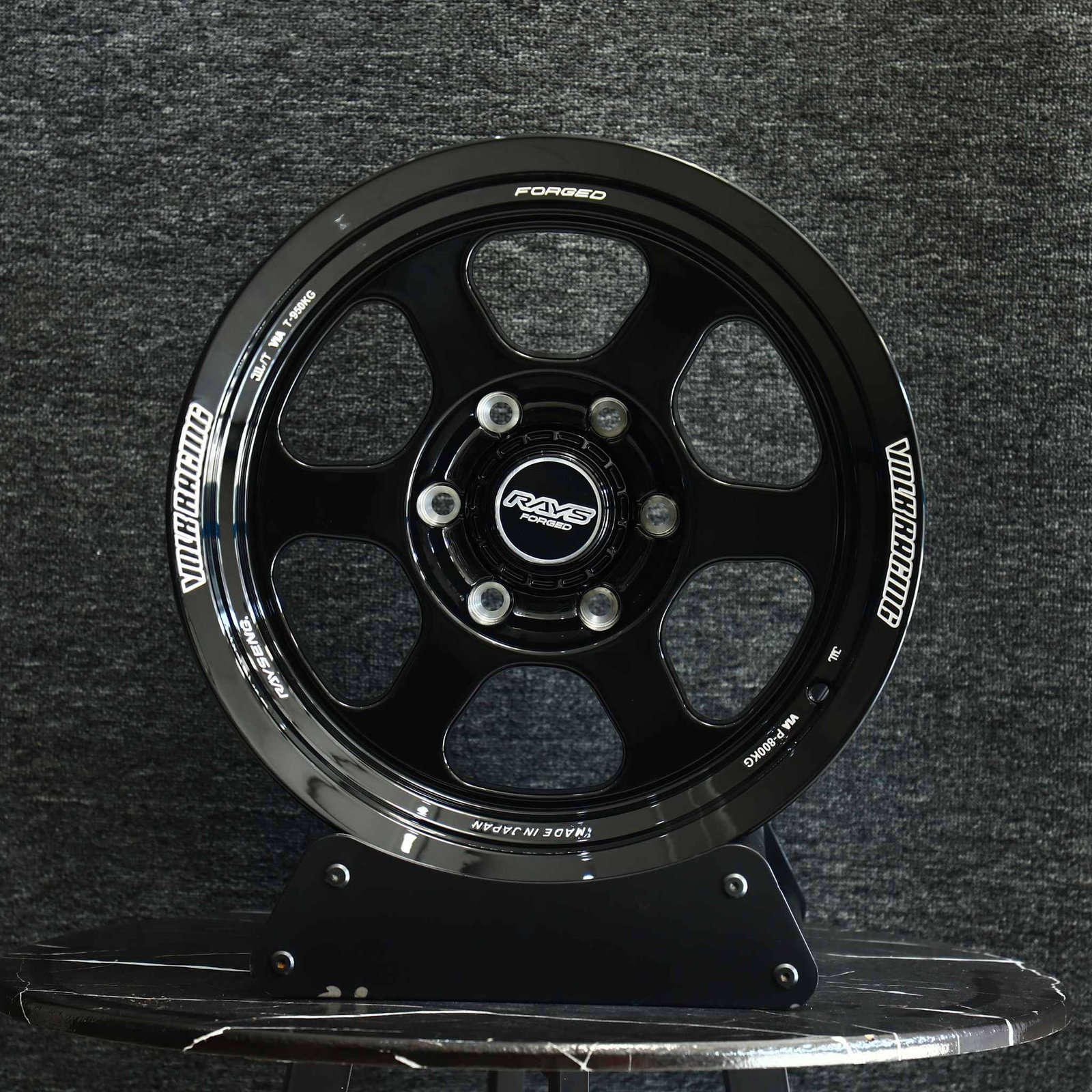Toyota Tacoma wheels – Rays Volk Racing Gloss Black 6-Spoke Deep Lip, front view