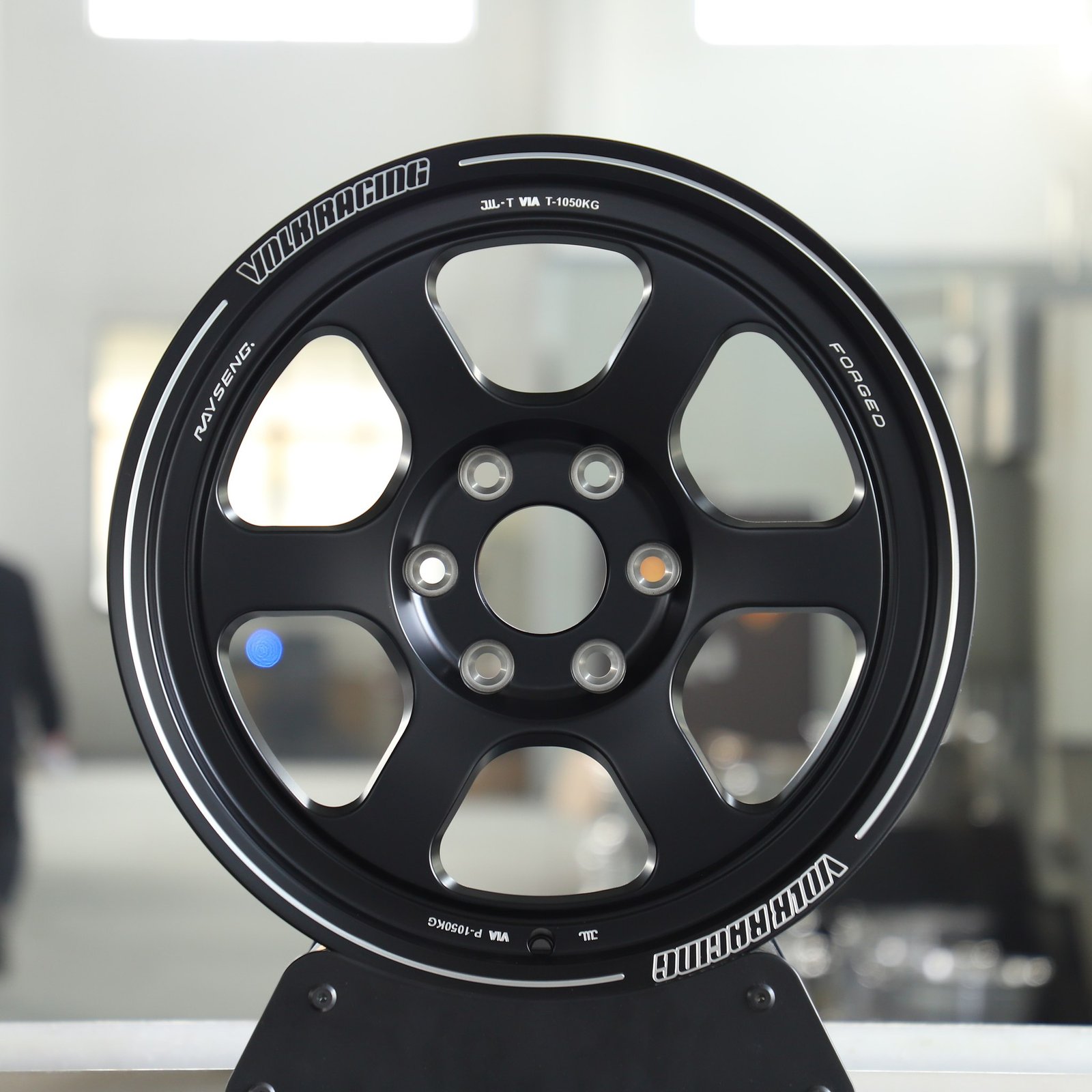 Toyota Tacoma wheels – Rays Volk Racing Gloss Black 6-Spoke Deep Lip, front view
