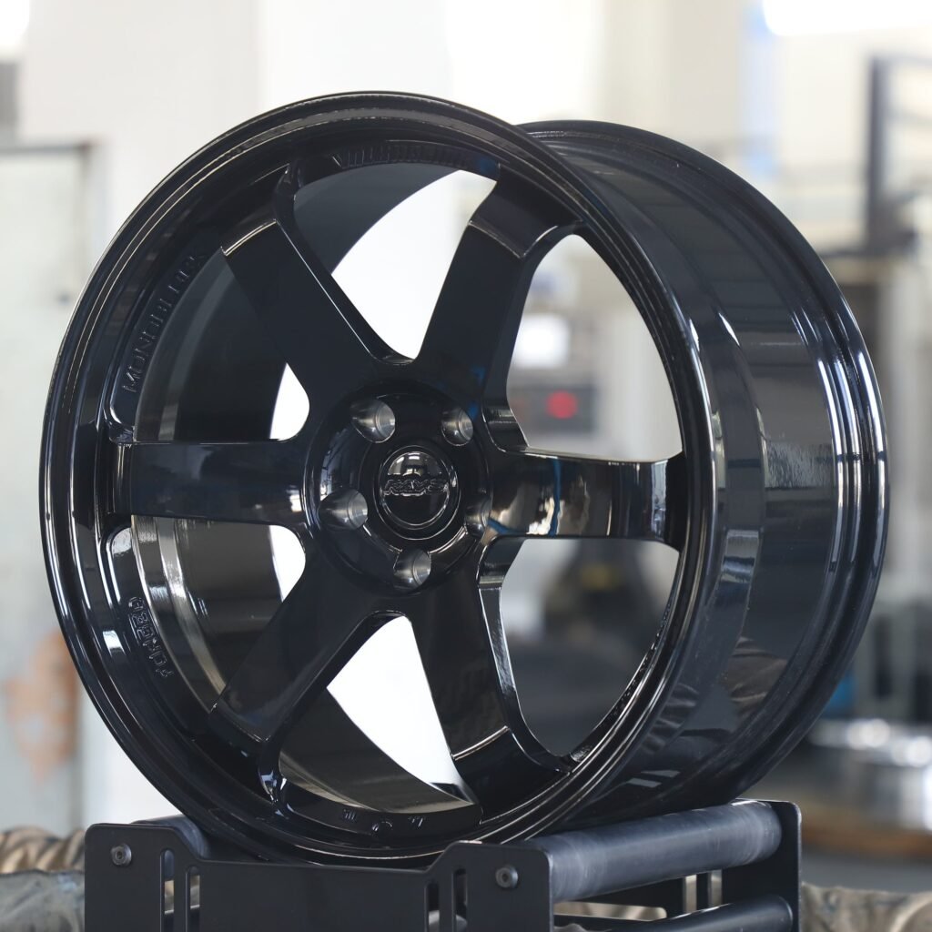 Rays Volk Racing Gloss Black 6-Spoke Racing Forged Wheels - BMW M3 / Audi RS5 Fitment (5-Lug) view 2