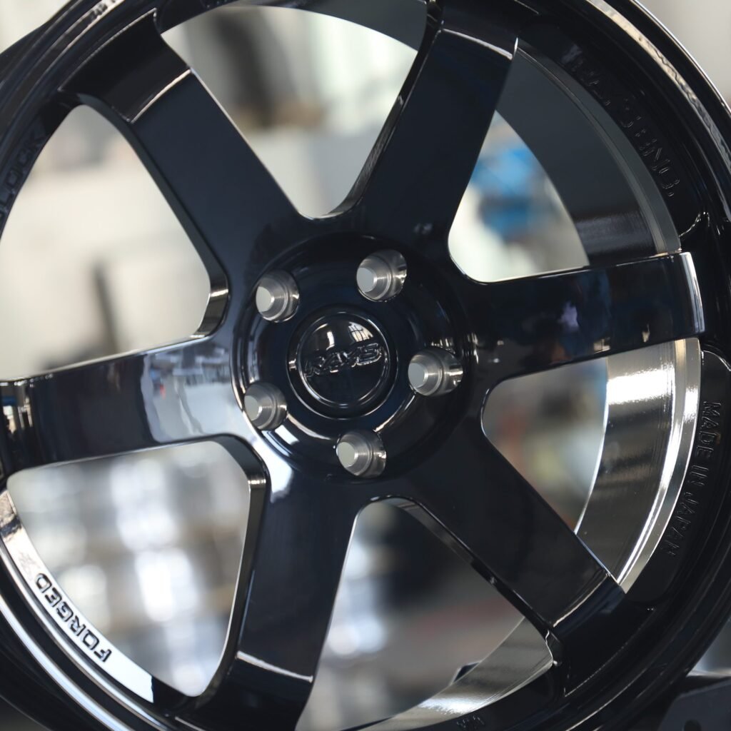 Rays Volk Racing Gloss Black 6-Spoke Racing Forged Wheels - BMW M3 / Audi RS5 Fitment (5-Lug) view 4