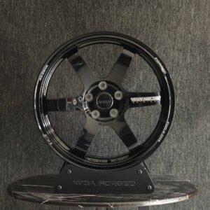 Rays Volk Racing TE37-Style Gloss Black 6-Spoke Forged Wheels – BMW M3 / Nissan GT-R Fitment (5-Lug)