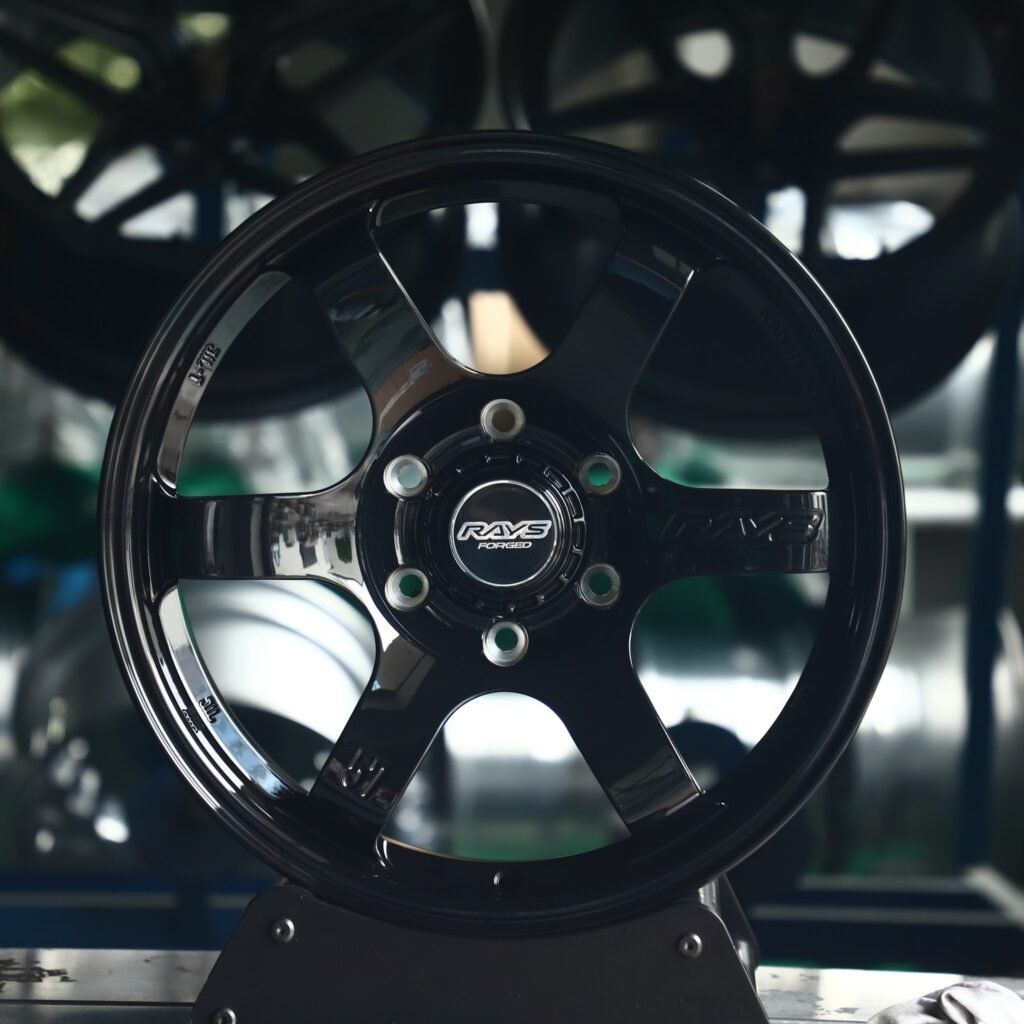 Toyota Tacoma wheels – Rays Volk Racing Gloss Black 6-Spoke, front view