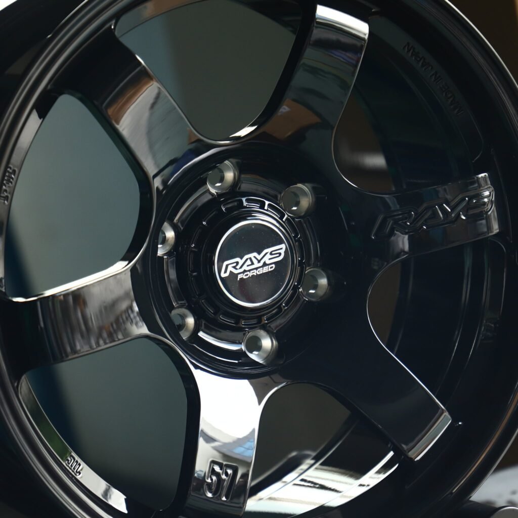 Chevrolet Silverado 1500 wheels – Rays Volk Racing Gloss Black 6-Spoke, lip and barrel detail