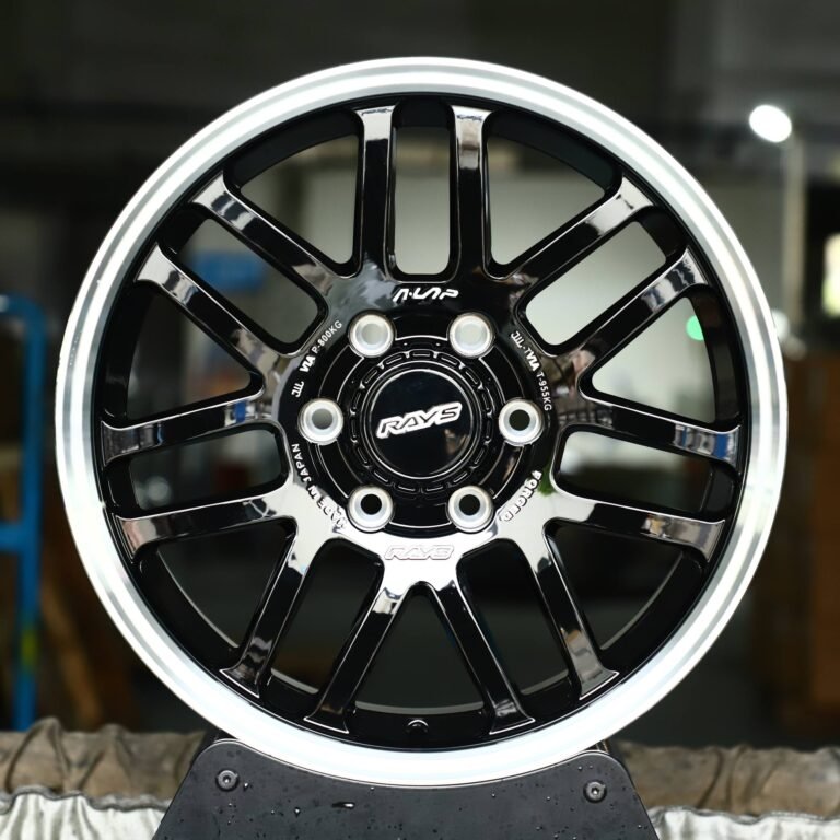Toyota Tacoma wheels – Rays Volk Racing Gloss Black 7 Y-Spoke Deep Lip, front view