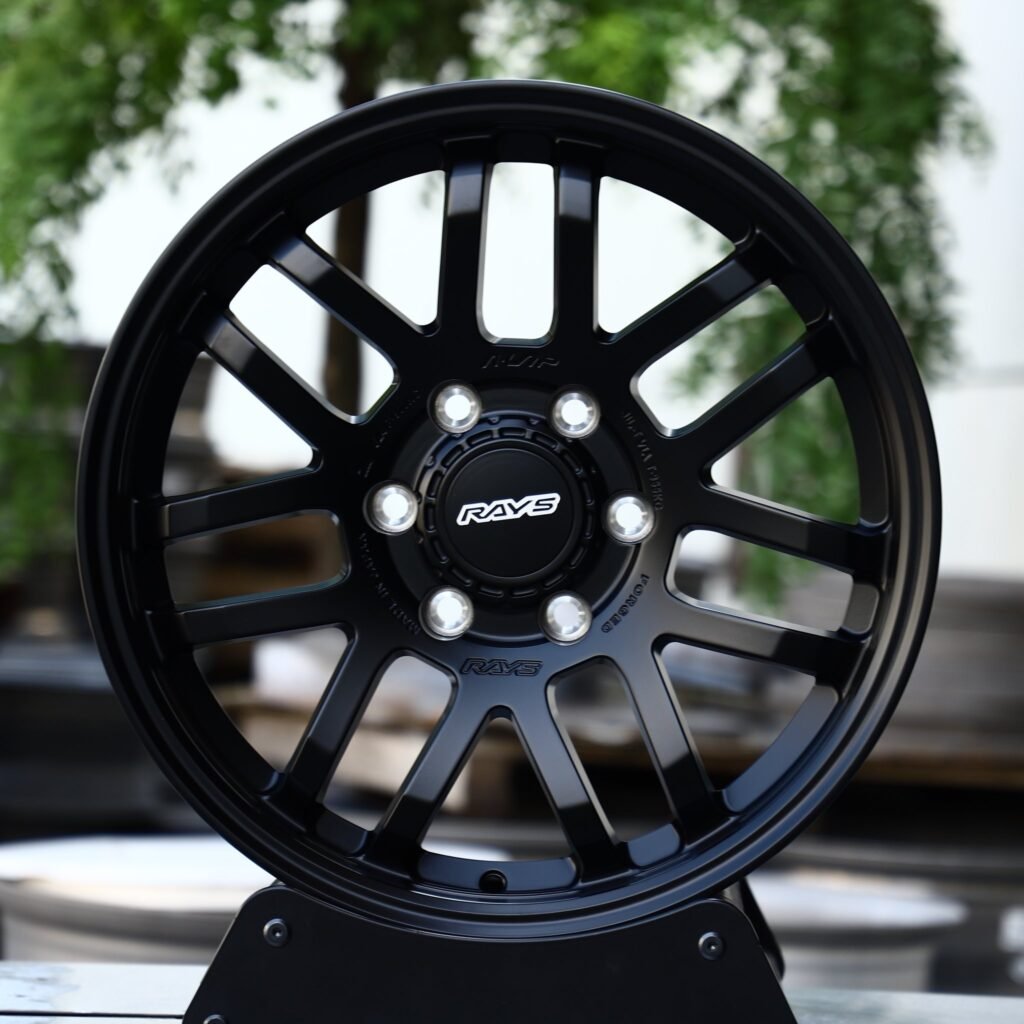 Toyota Tacoma wheels – Rays Volk Racing Gloss Black 7 Y-Spoke Deep Lip, front view