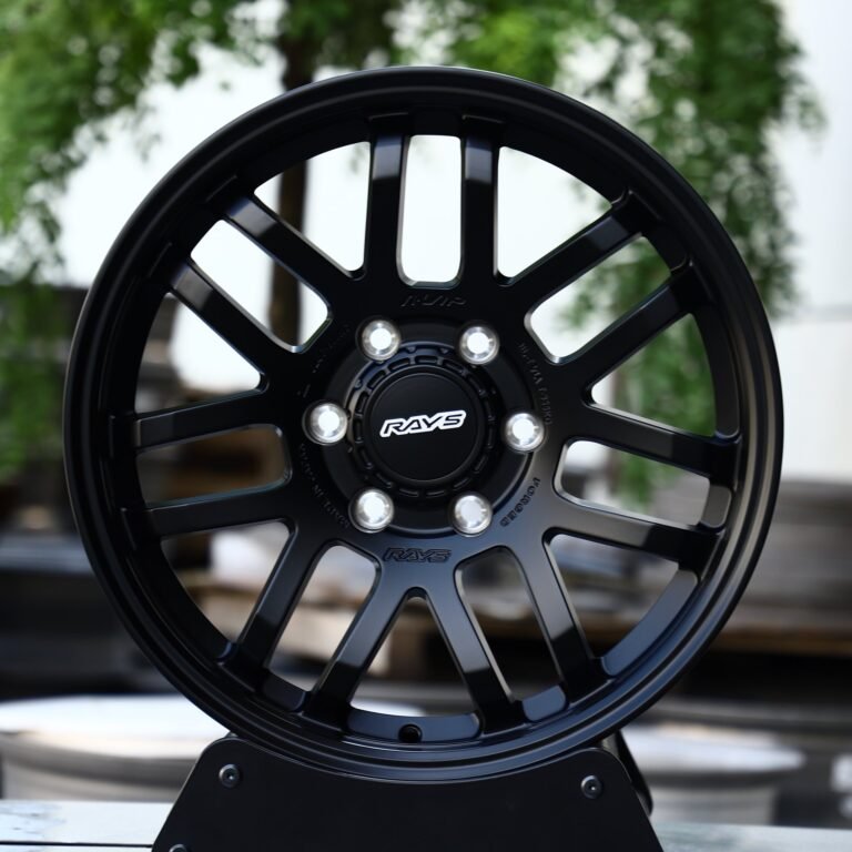 Toyota Tacoma wheels – Rays Volk Racing Gloss Black 7 Y-Spoke Deep Lip, front view