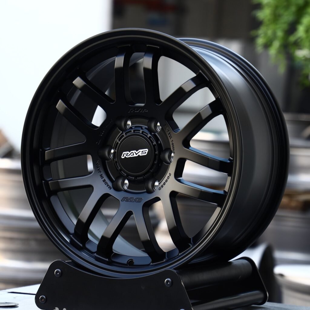 Toyota 4Runner wheels – Rays Volk Racing Gloss Black 7 Y-Spoke Deep Lip, angled view