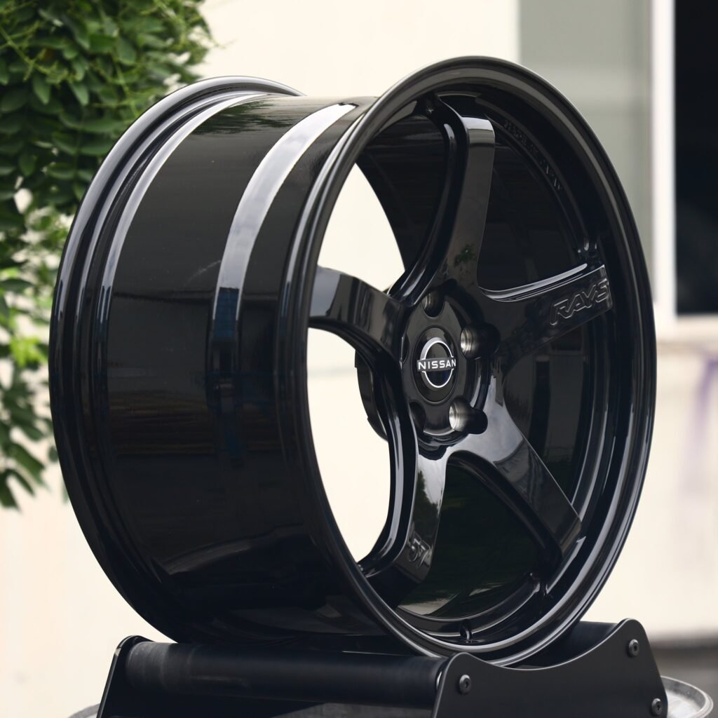5x114.3 wheels – Rays Volk Racing Gloss Black Custom, side view