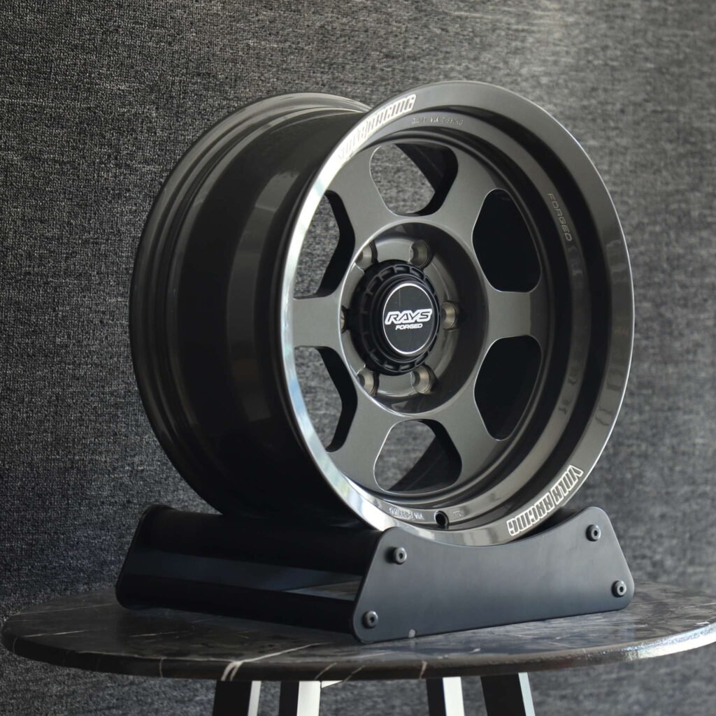 8x165.1 wheels – Rays Volk Racing Gloss Black / Gunmetal Deep Lip, side view