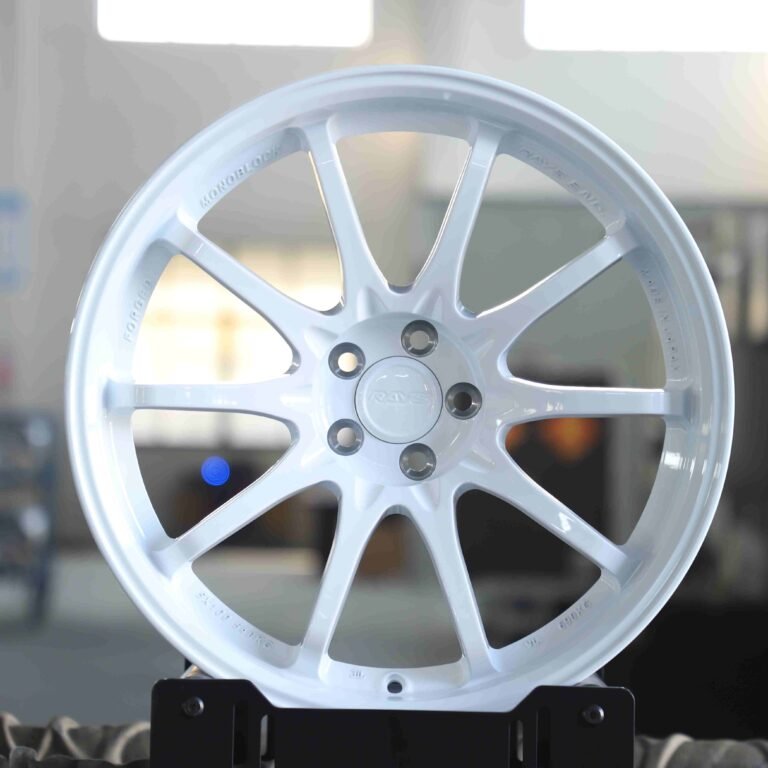 Honda S2000 wheels – Gloss White 10-Spoke (Rays Volk Racing CE28N-Style), front view