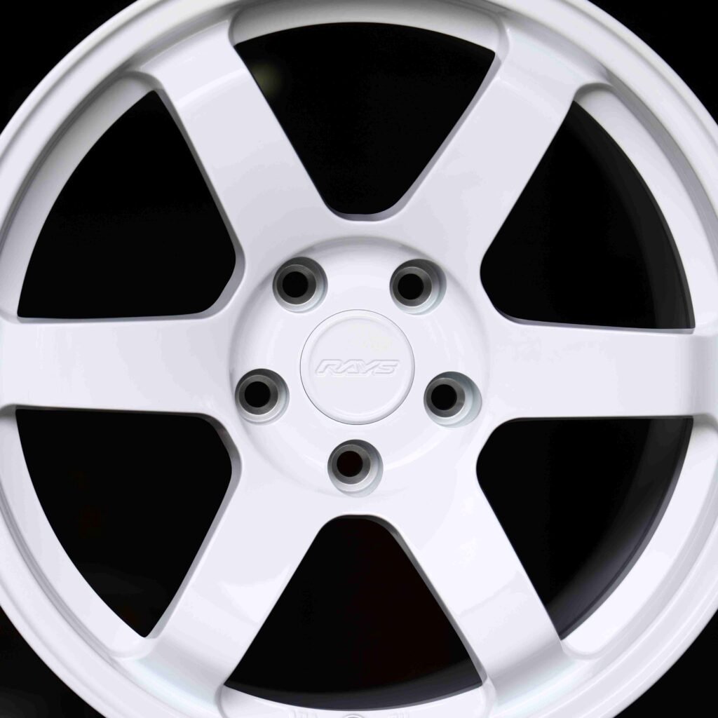 Rays Volk Racing Gloss White 6-Spoke Racing Forged Wheels - BMW M3 / Audi RS5 Fitment (5-Lug) view 3