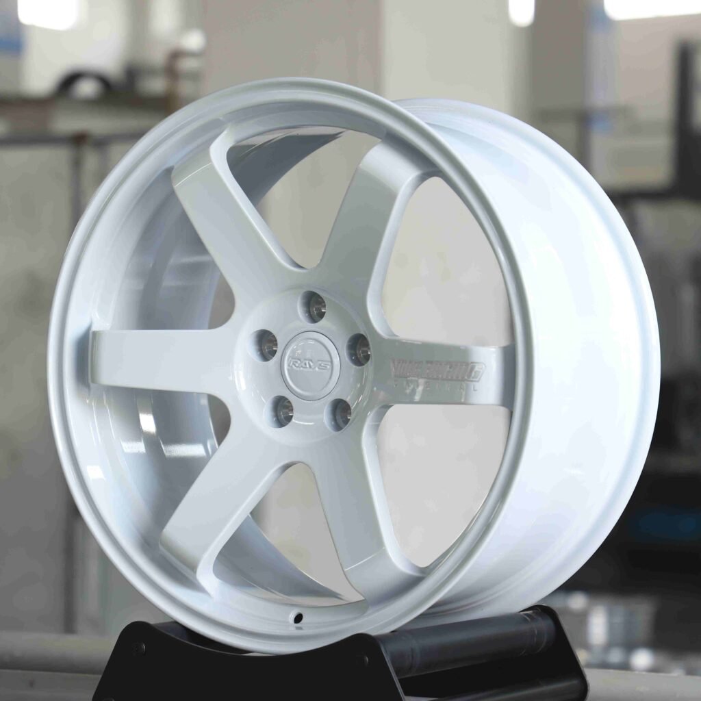 5x100 wheels – Silver 6-Spoke (Rays-Style), side view