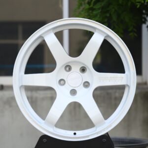 Rays Volk Racing TE37-Style Gloss White 6-Spoke Forged Wheels – Toyota GR86 / Subaru WRX Fitment (5-Lug) – Design 6