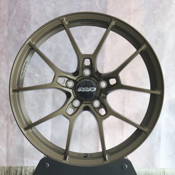 Nissan 370Z wheels – Gray Green 5 Y-Spoke (Rays-Style), front view