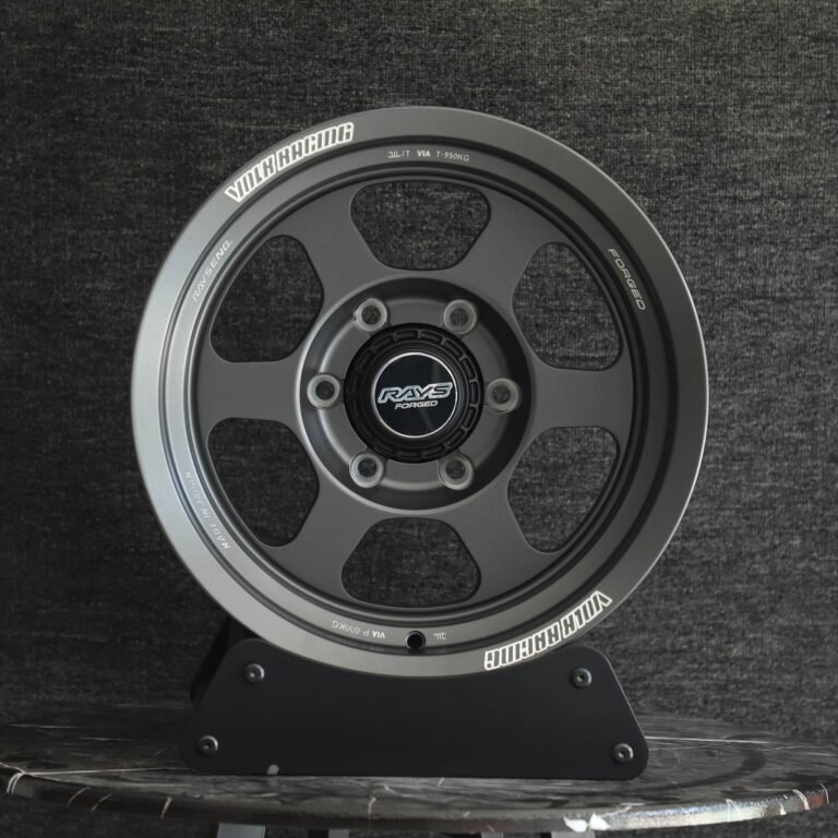 Toyota Tacoma wheels – Rays Volk Racing Matte Gray 6-Spoke, front view