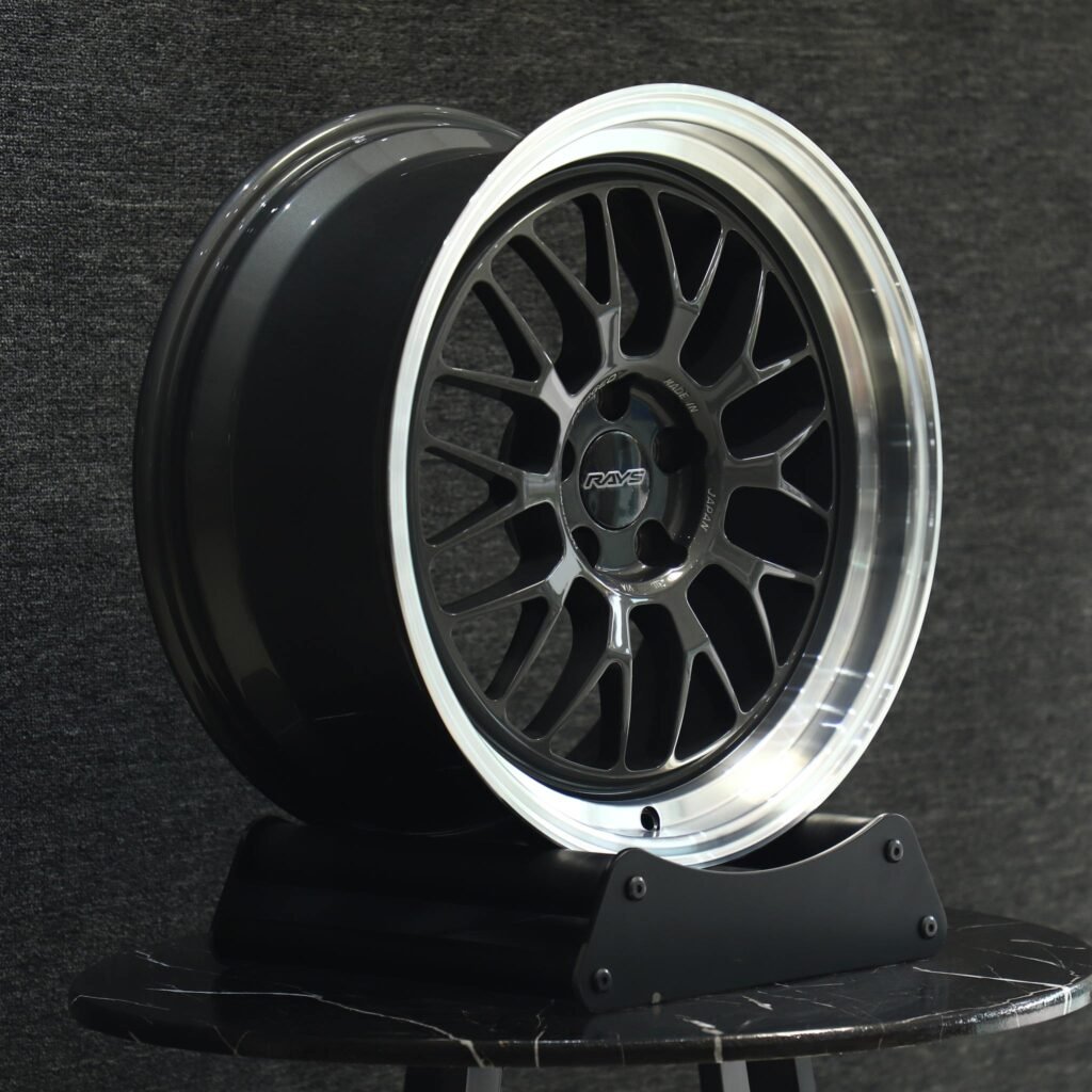 5x114.3 wheels – Rays Volk Racing Matte Silver 10 Y-Spoke Deep Lip, side view