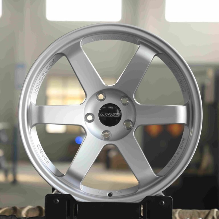Toyota GR86 wheels – Matte Silver 6-Spoke (Rays Volk Racing TE37-Style), front view