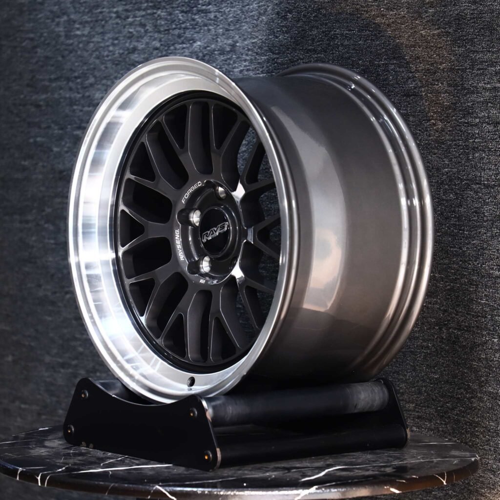 5x114.3 wheels – Rays Volk Racing Metallic Gray 10 Y-Spoke Deep Lip, side view