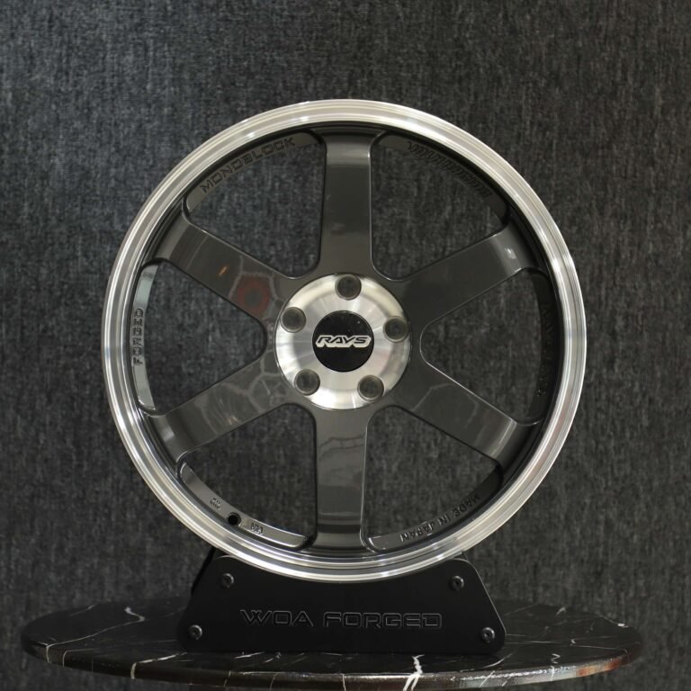Toyota GR86 wheels – Metallic Gray 5-Spoke Deep Lip (Rays Volk Racing TE37-Style), front view