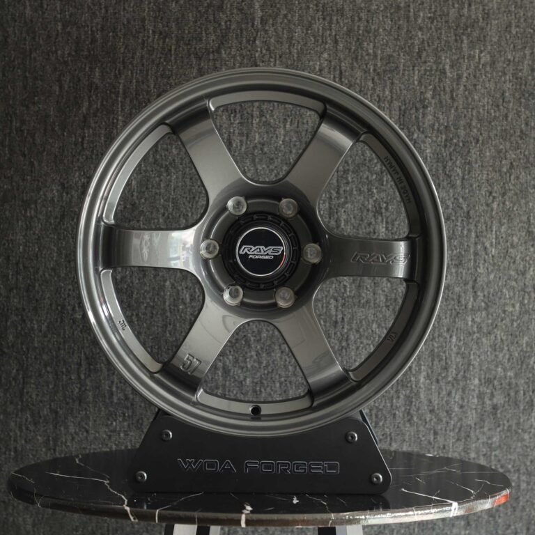 Toyota GR86 wheels – Metallic Gray 6-Spoke (Rays Volk Racing TE37-Style), front view
