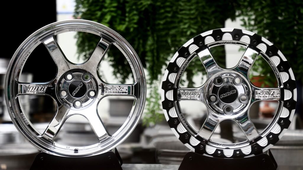 RAYS VOLK RACING TE37-Style Chrome Silver 6-Spoke Forged Wheels – Toyota GR Supra MkV Final Edition, close-up view