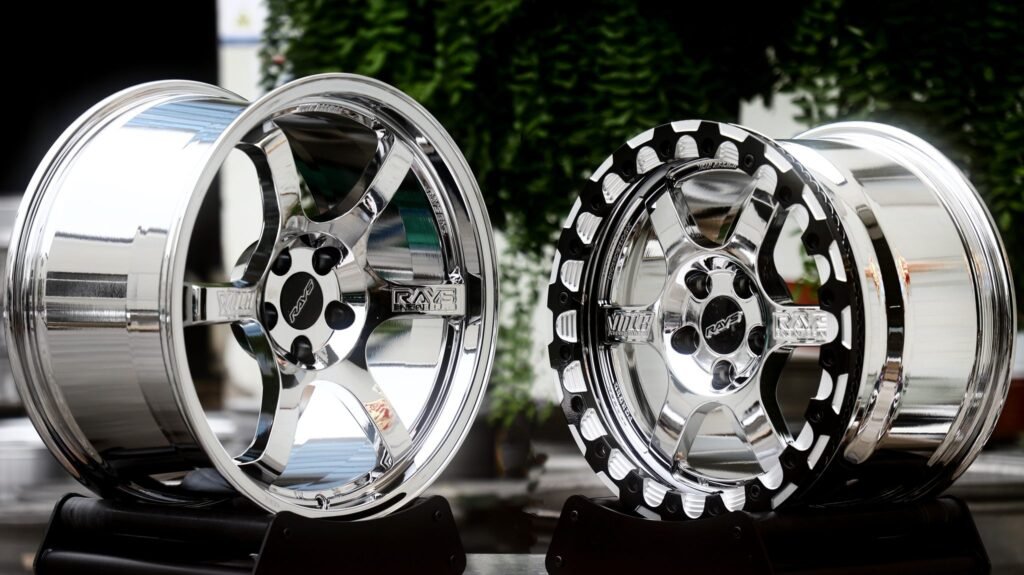 RAYS VOLK RACING TE37-Style Chrome Silver 6-Spoke Forged Wheels – Toyota GR Supra MkV Final Edition, rear view