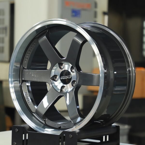 Toyota GR86 wheels – Metallic Gray 6-Spoke Extra Deep Lip (Rays Volk Racing TE37-Style), front view