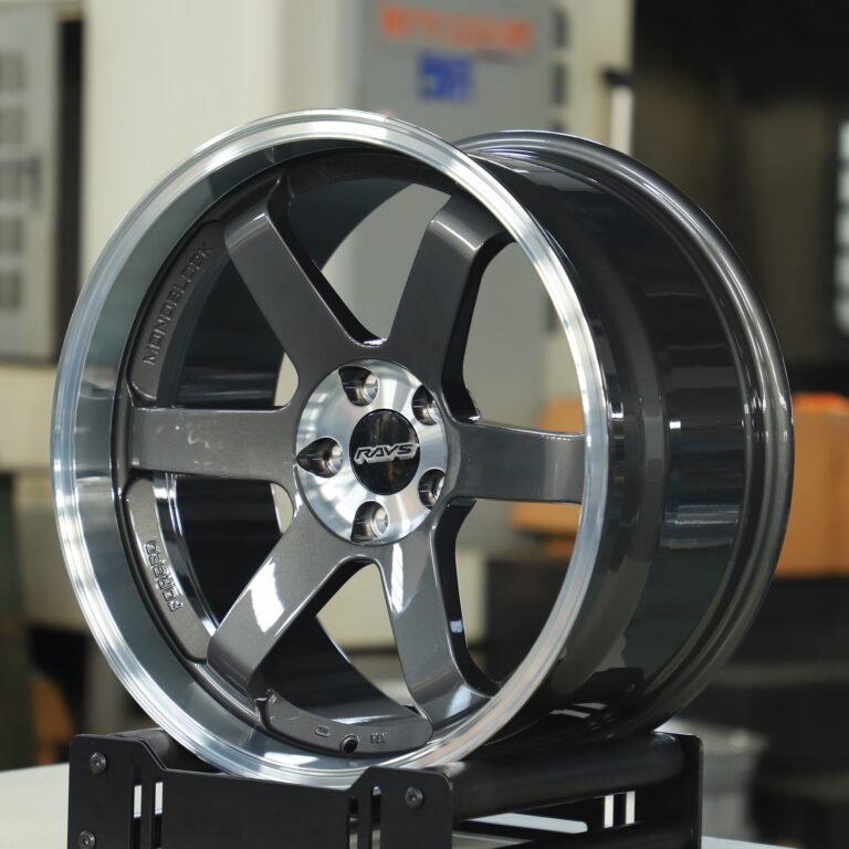 Toyota GR86 wheels – Metallic Gray 6-Spoke Extra Deep Lip (Rays Volk Racing TE37-Style), front view